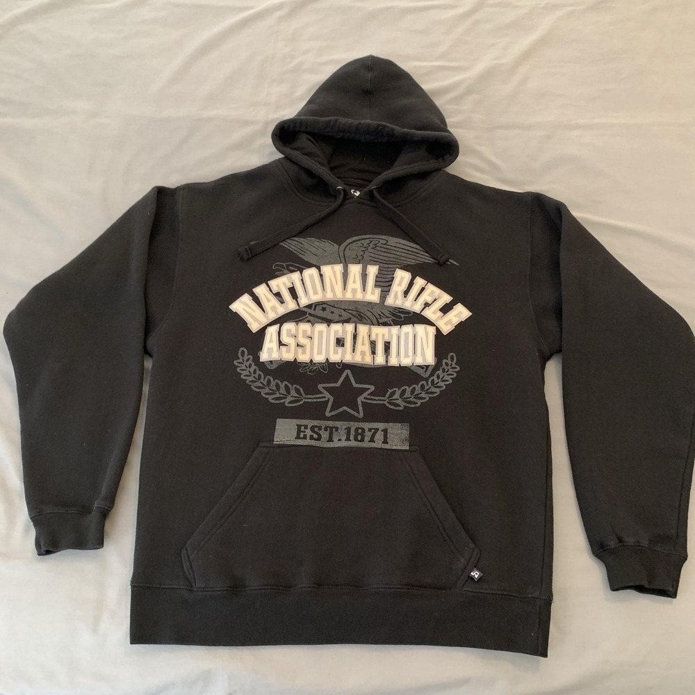 National Rifle Association Hoodie Mens Medium Black J-America Fleece Sweatshirt